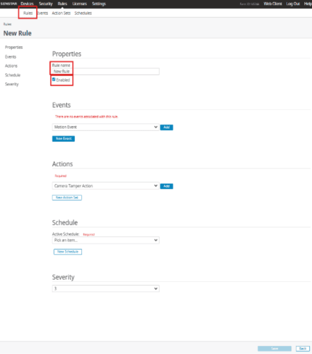 Senstar Add Rule